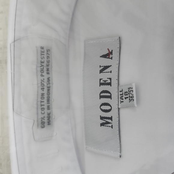 Modena white tuxedo suit dress shirt cuffs pearl buttons Size 18 tall 36/37 NEW - Picture 4 of 5